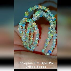 30pcs. Pre drilled Natural Ethiopian Fire Opal Beads Loose Gemstones mix